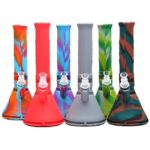SILICON 12 INCH BEAKER WITH ALIMME STYLE WATERPIPE ASSORTED DESIGN “SIL14”
